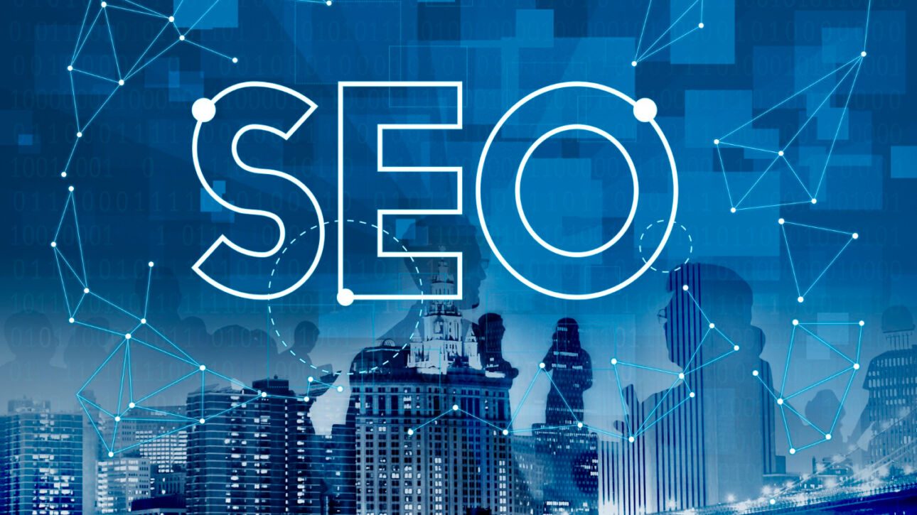 SEO text overlay on a London skyline, highlighting On Page SEO Services in London.