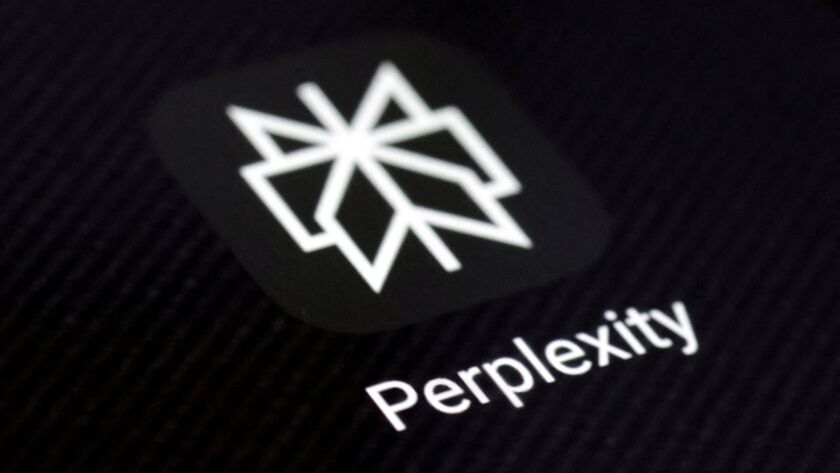 Close-up visual of Perplexity AI logo on a dark background, highlighting its impact on transforming user experience on modern mobiles.
